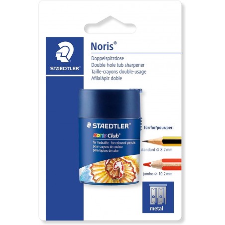 Staedtler Noris Club 512 Sacapuntas de Plástico Doble Uso para Lapices Normales y Gruesos - De 7mm hasta 12mm - Deposito