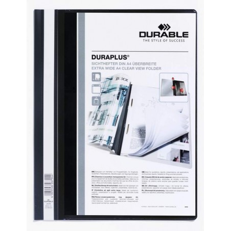 Durable Duraplus Carpeta de Fastener - Para Formato A4+ - Compartimento Interior - Tapa Posterior de Color Negro