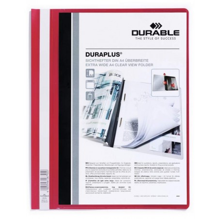 Durable Duraplus Carpeta de Fastener - Para Formato A4+ - Compartimento Interior - Tapa Posterior de Color Rojo