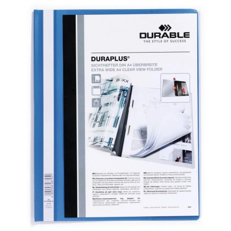 Durable Duraplus Carpeta de Fastener - Para Formato A4+ - Compartimento Interior - Tapa Posterior de Color Azul