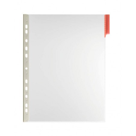 Durable Function Panel A4 Funda de Lamina Rigida Transparente para Informacion A4 - Apta para Escaneo - Con Pestaña Roja de 60mm