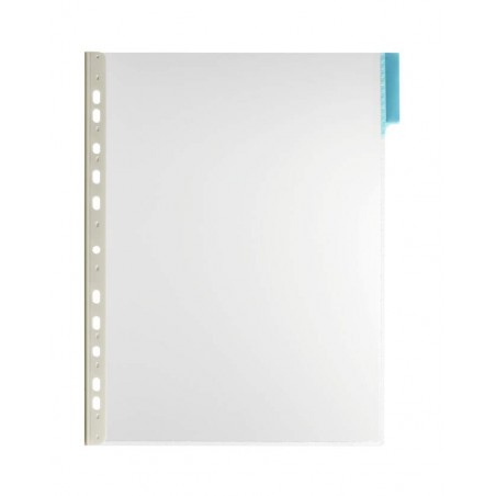Durable Function Panel A4 Funda de Lamina Rigida Transparente para Informacion A4 - Apta para Escaneo - Con Pestaña Azul de 60mm