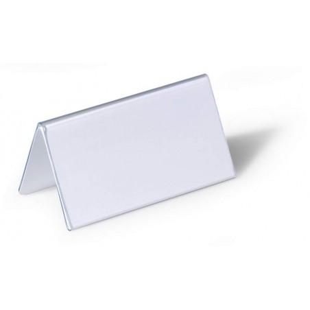 Durable Portanombres de Mesa con Forma de Tejado - Plastico - Incluye Etiquetas en Blanco - Tamaño de la Etiqueta 52/104x100mm