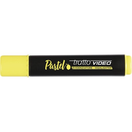 Tratto Video Pastel Marcador Fluorescente - Punta Biselada - Tinta al Agua - Secado Rapido - Color Amarillo Limon