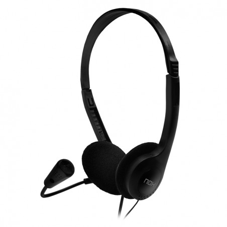 Nox Voice One Auriculares con Microfono Flexible - Diadema Ajustable - Cable de 1.80m - Color Negro